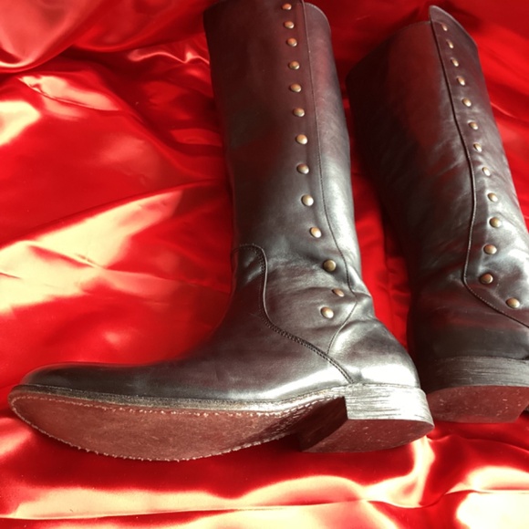 BED STU Black Leather Rivet High Boots - Picture 8 of 11